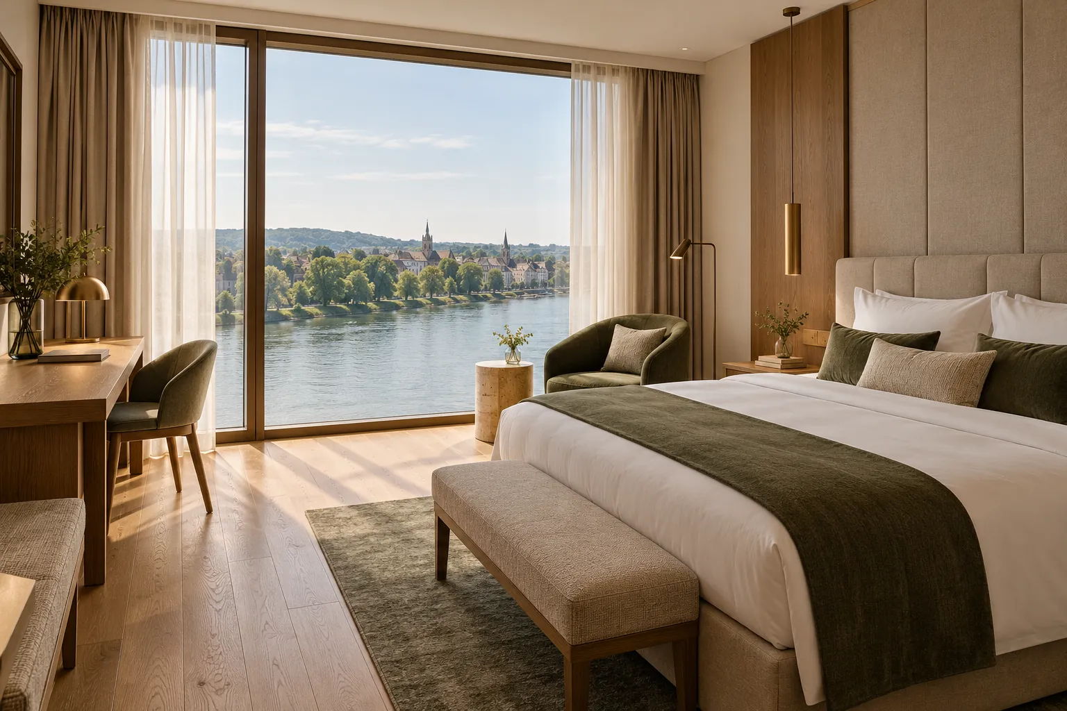 Superior double room with river view, visualisation